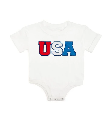 Sweet Wink Baby Girls Usa Patch Short Sleeve Romper