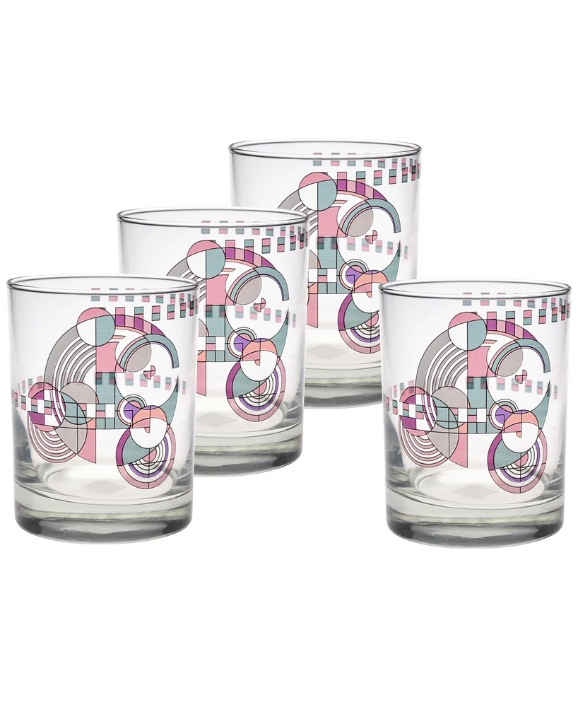 Frank Lloyd Wright Hoffman Rug Double Old Fashioned Glasses, Set of 4