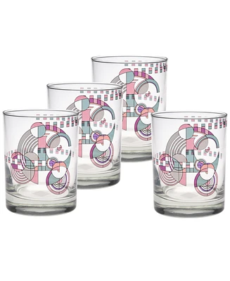 Frank Lloyd Wright Hoffman Rug Double Old Fashioned Glasses, Set of 4