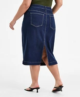 Bar Iii Trendy Plus Denim Midi Skirt, Exclusively at Macy's