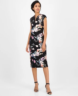 Connected Women's Floral Ponte-Knit Sheath Dress