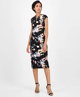 Connected Women's Floral Ponte-Knit Sheath Dress