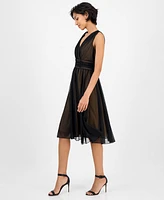 Connected Petite Sleeveless Chiffon Midi Dress