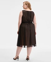 Connected Plus Sleeveless Chiffon Midi Dress