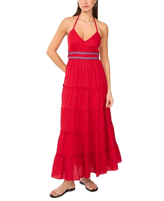 Vince Camuto Women's Crochet-Trim Tiered Maxi Dress