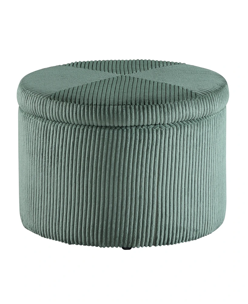 Convenience Concepts 22" Designs4Comfort Round Corduroy Shoe Storage Ottoman with Reversible Tray Lid