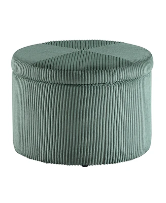 Convenience Concepts 22" Designs4Comfort Round Corduroy Shoe Storage Ottoman with Reversible Tray Lid