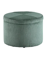 Convenience Concepts 22" Designs4Comfort Round Corduroy Shoe Storage Ottoman with Reversible Tray Lid