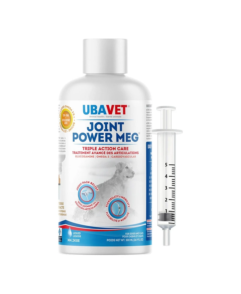 Ubavet Joint Power Meg Maximum Joint Care Liquid for Cats and Dogs – (16.9 fl oz / 500ml)