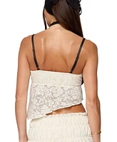Edikted Women's Este Asymmetric Textured Lace Top
