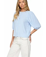 Edikted Women's Pinstripe Linen Look Button Up Shirt