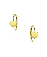 Bling Jewelry Initials Letter A Tiny Minimalist 14K Gold Mini Hoop Threader Earrings For Women