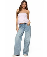 Edikted Women's Toria Ruffled Eyelet Strapless Top