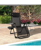 Gymax Zero Gravity Chair Folding Recliner Lounge w/ Cushion Cup Holder