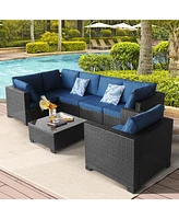 7 Piece Indoor Outdoor Sectional Sofa Set for Patio Poolside Balcony Backyard