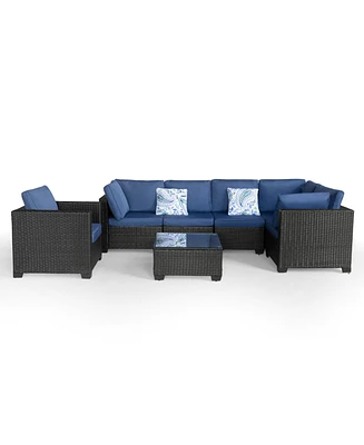 7 Piece Indoor Outdoor Sectional Sofa Set for Patio Poolside Balcony Backyard