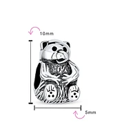 Bling Jewelry Cute Teddy Bear Charm Bead in Oxidized Sterling Silver for European Bracelets