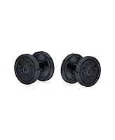 Bling Jewelry Dumbbell Black Ear Plug Earrings for Men 316L Steel 16G 12MM
