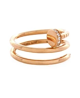 Pre-Owned Cartier Small Juste un Clou Double Ring 18K Rose Gold and Diamonds