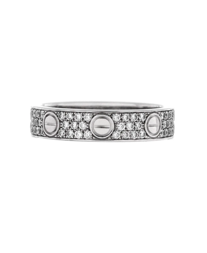 Pre-Owned Cartier Love Wedding Band Pave Diamonds Ring 18K White Gold and Diamonds