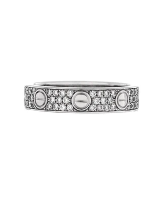 Pre-Owned Cartier Love Wedding Band Pave Diamonds Ring 18K White Gold and Diamonds