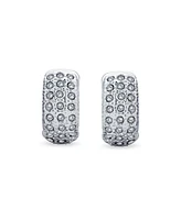 Bling Jewelry Fashion Crystal Huggie Hoop Magnetic Clip On Earrings Yellow Gold Plated For Non Pierced Ears