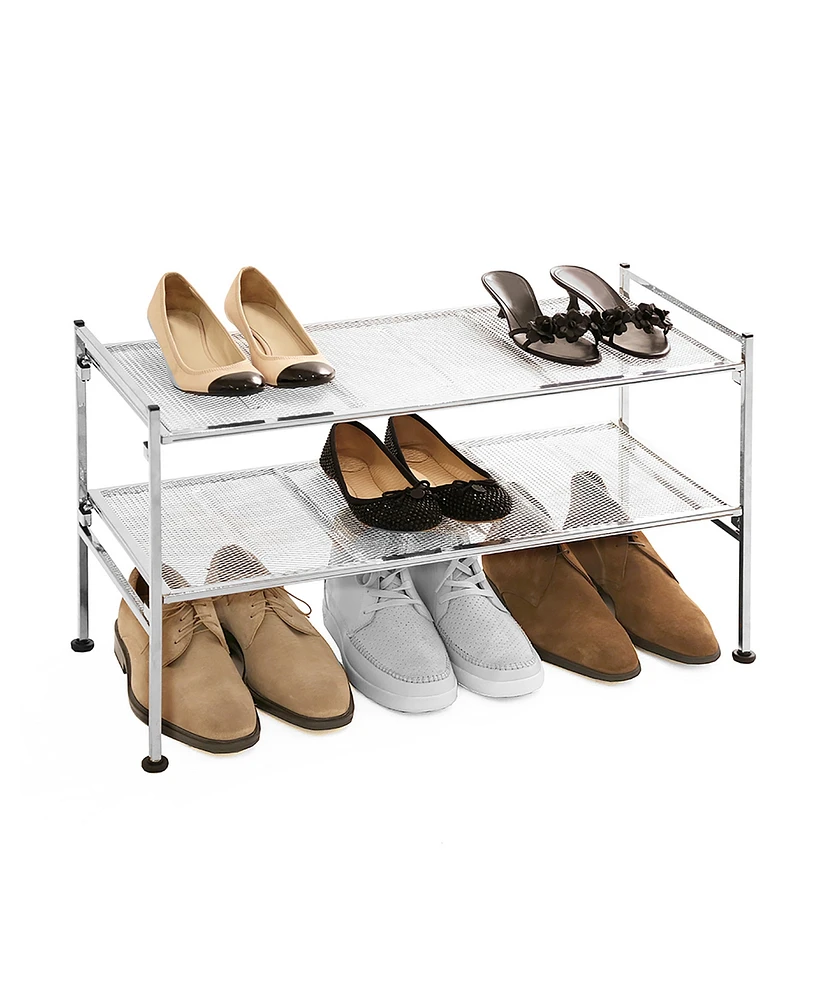 Seville Classics 2 Tier Stackable Metal Mesh Utility Shoe Rack