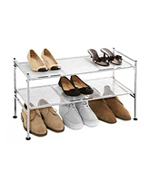 Seville Classics 2 Tier Stackable Metal Mesh Utility Shoe Rack