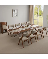 Folding Dining Chairs 2-Pack - Cream Taupe/Walnut