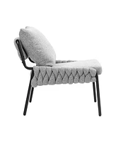 Modern Braided Accent Lounge Chair with Metal Frame (Grey)