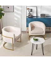 Upholstered velvet chair Gold metal bracket, medieval living room office tea room lounge chair with curved backrest