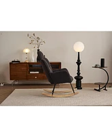 Mid Century Modern Rocking Glider Chair with Teddy Fabric Upholstery