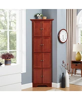 72" Corner Pantry Storage Cabinet: 4-Tier, 8 Doors, Adjustable Shelves