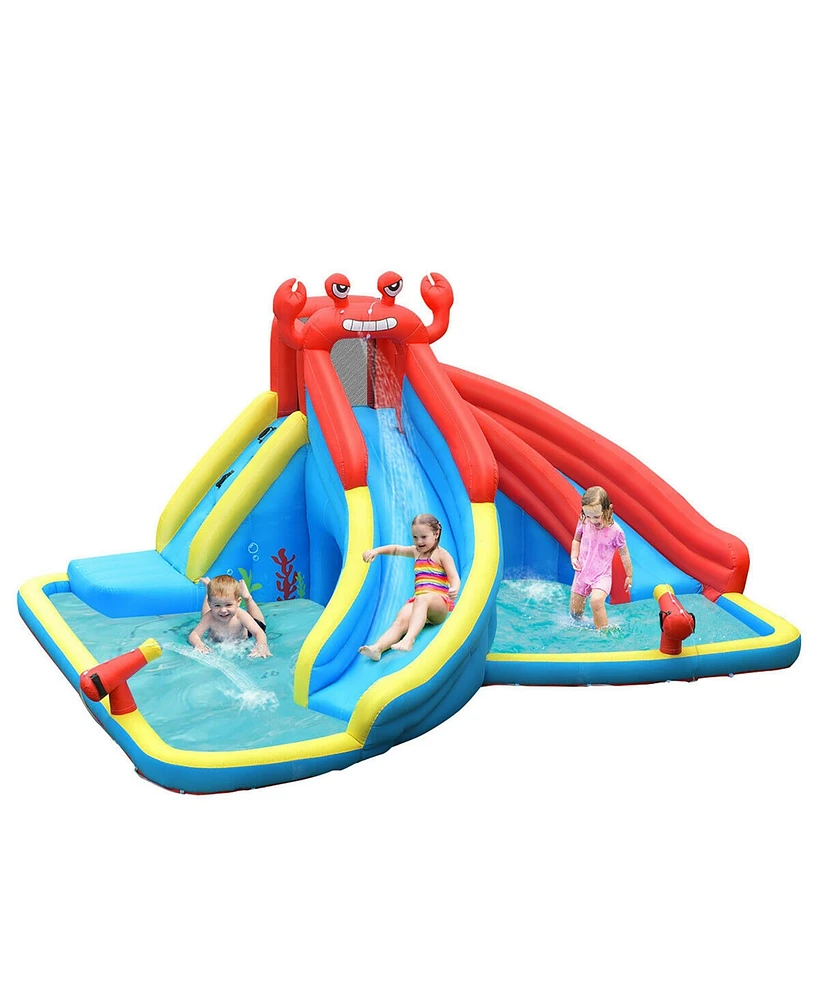 Inflatable Water Slide Crab Dual Slide Bounce House Splash Pool Without Blower