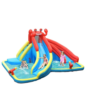 Inflatable Water Slide Crab Dual Slide Bounce House Splash Pool Without Blower