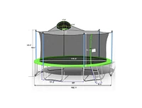 16FT Trampoline with Safety Enclosure Net, Basketball Hoop and Ladder, Large-Scale Trampoline for Kids/Adluts Family Jumping Outdoor Workout