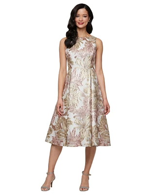 Alex Evenings Petite Metallic Jacquard A-Line Dress