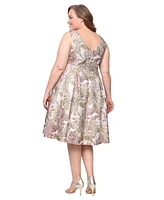Alex Evenings Plus Metallic Jacquard A-Line Dress