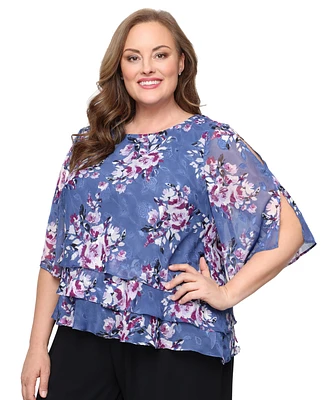 Alex Evenings Plus 3/4-Sleeve Chiffon Top
