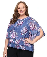 Alex Evenings Plus 3/4-Sleeve Chiffon Top
