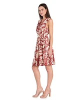 R & M Richards Women's Chiffon Printed Sleeveless Wrap Dress