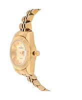 Peugeot Women's Gold-Tone 25mm Fluted Bezel Steel Bracelet Watch with Gold Dial