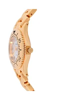 Peugeot Womens Round 25mm 14K Gold Plated Wrist Watch- Mother of Pearl Dial