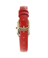 Peugeot Women's 20mm Square Watch with Glossy Red Leather Strap