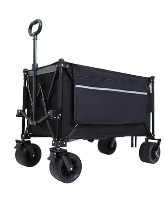 Foldable Garden Cart - 480lbs, Heavy-Duty Wheels, Black