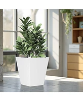 22" Metal Tapered Planter - Burnished White