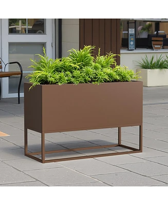 Large Metal Planter with Shelves & Drainage
