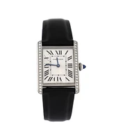 Pre-Owned Cartier Must de Cartier Tank Quartz Watch in Stainless Steel and Satin with Diamond Bezel 25mm