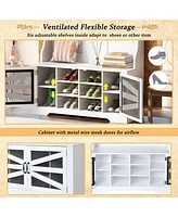 Entryway Bench with Coat Rack & Adjustable Shelves