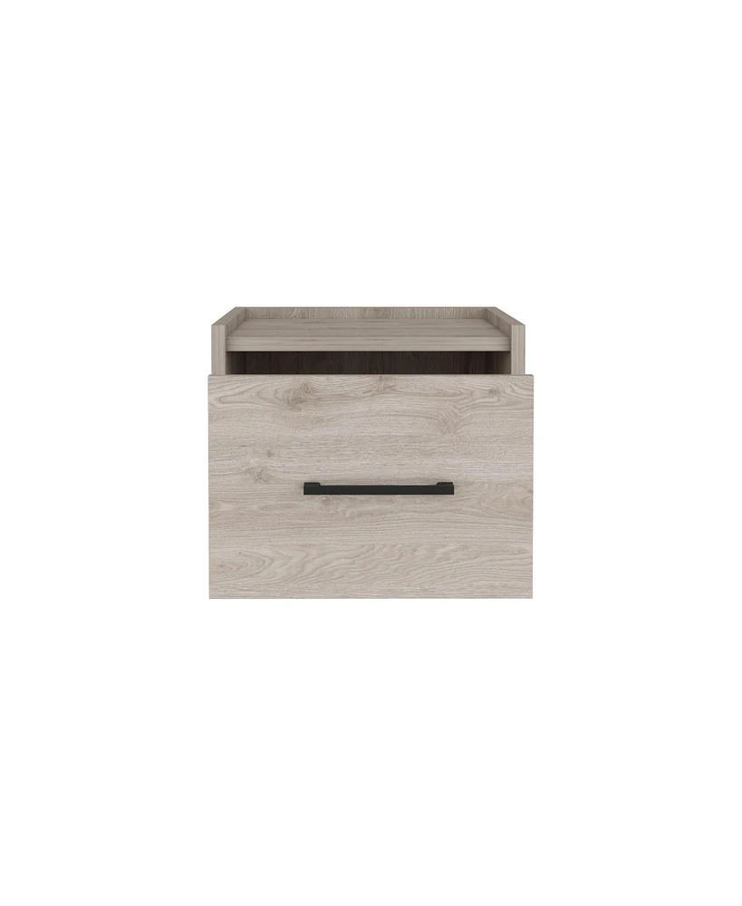 Modern One-Drawer Faux Wood Floating Nightstand – Space-Saving Design